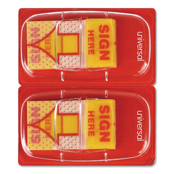 Universal® Deluxe Message Arrow Flags, "sign Here", Yellow, 500-pack freeshipping - TVN Wholesale